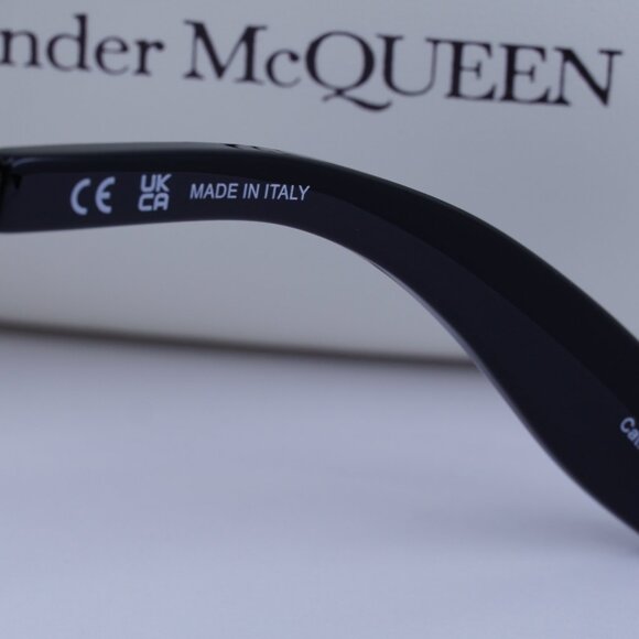 Alexander McQueen AM0352S 001 Square Sunglasses - Black/Grey - Picture 8 of 11